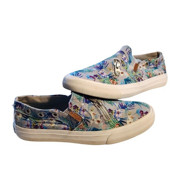 Blowfish Malibu Womens Slip-On Floral Canvas Sneakers With Zipper Accent - Picture 1 of 7